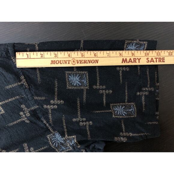 Campia Moda Black Hawaiian Silk Short Sleeved Button Down Casual Shirt Size XL - Picture 7 of 9